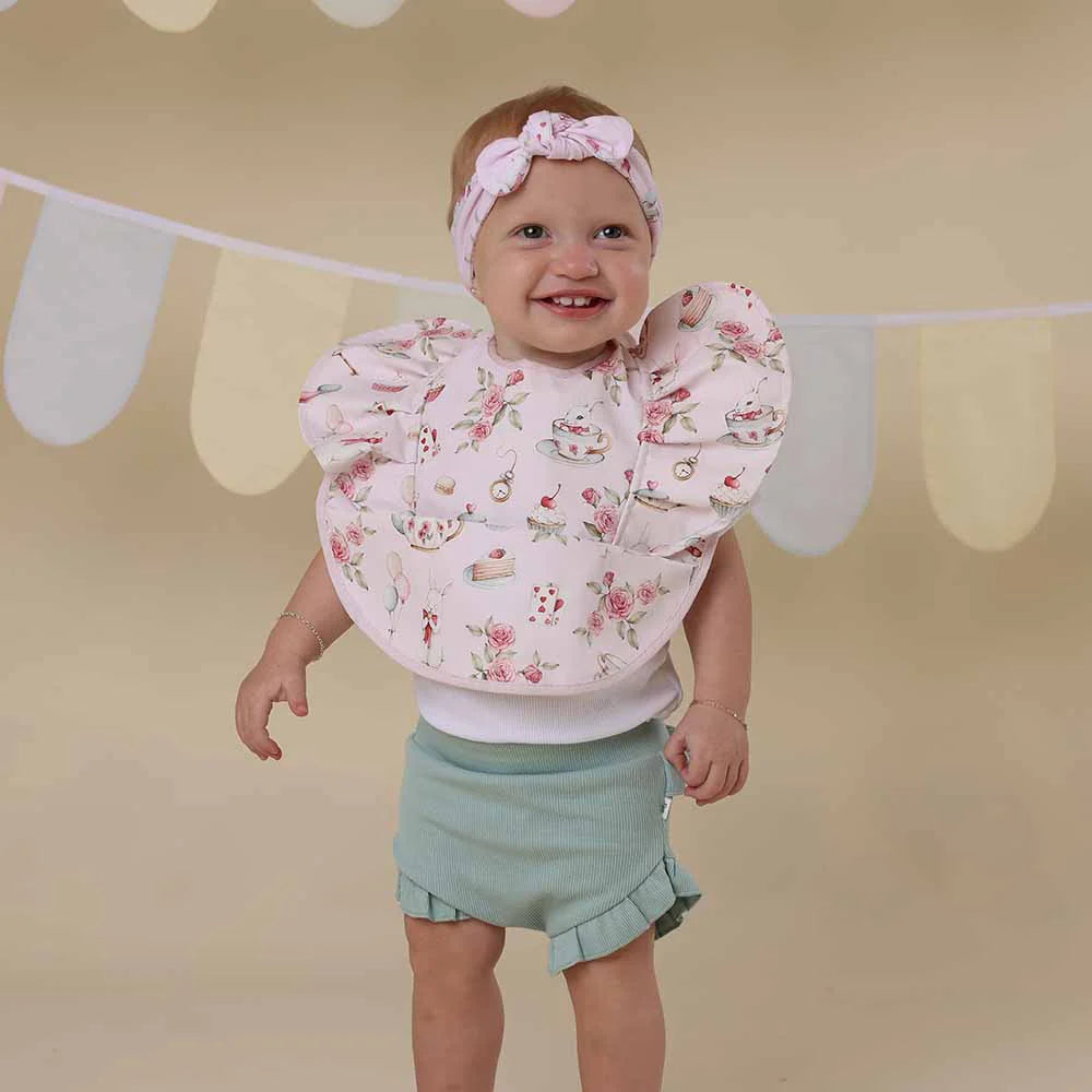 Alice's Tea Party Frill Snuggle Bib