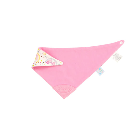 Bandana Bib with silicone teether - Watercolour Rainbow