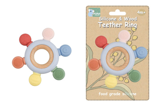 Wooden Silicone Sensory Teether Ring