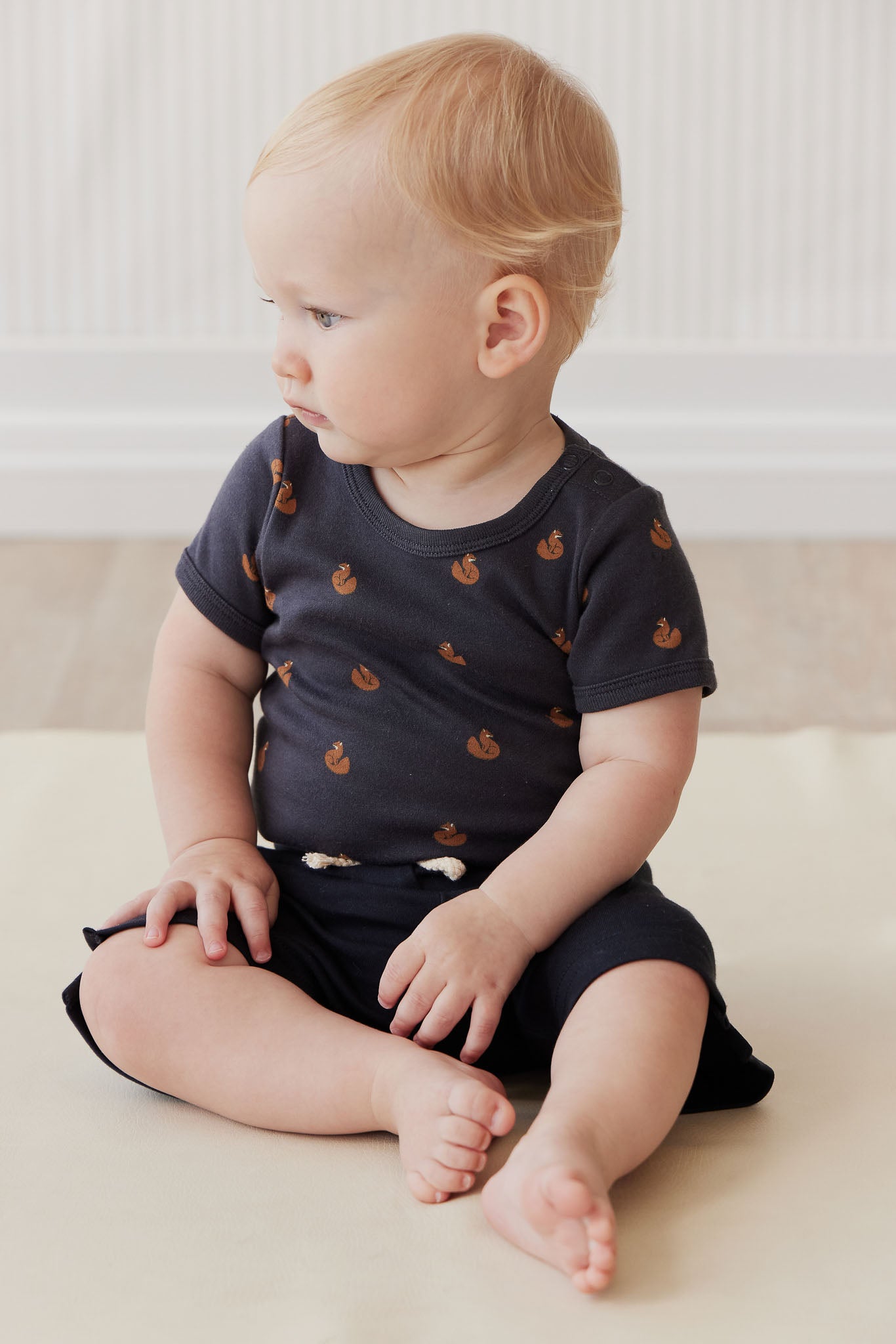 Organic Cotton Hudson Short Sleeve Bodysuit - Fox Cubs Constellation