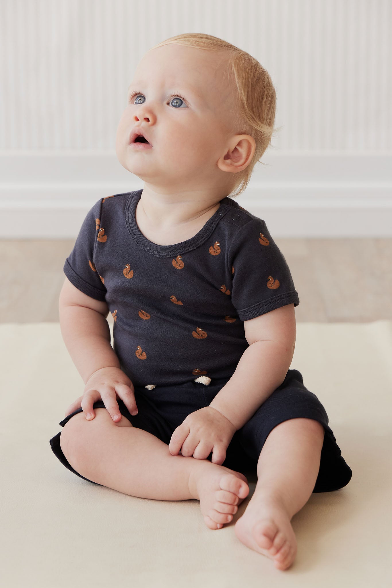 Organic Cotton Hudson Short Sleeve Bodysuit - Fox Cubs Constellation