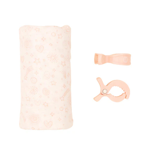 Muslin & 2 Pram Peg Box Set - Sweet Blush