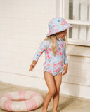 BIANCA Blue Long Sleeve Sunsuit with Aqua Nappy