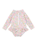Marissa Long Sleeve Sunsuit with Aqua Nappy