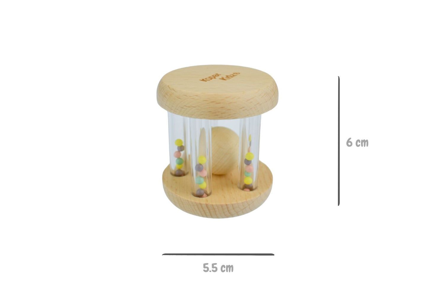 Calm and Breezy Wooden Rattle with Rainbow Bead