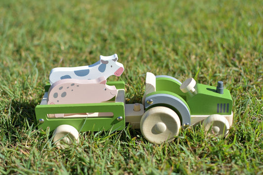 Wooden Tractor with farm animals