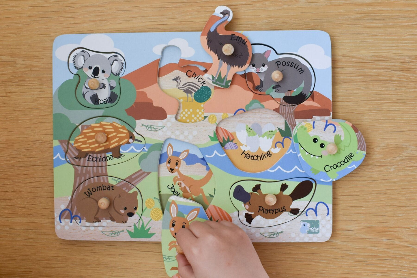 2 in 1 Aussie Animals and their babies Peg Puzzle