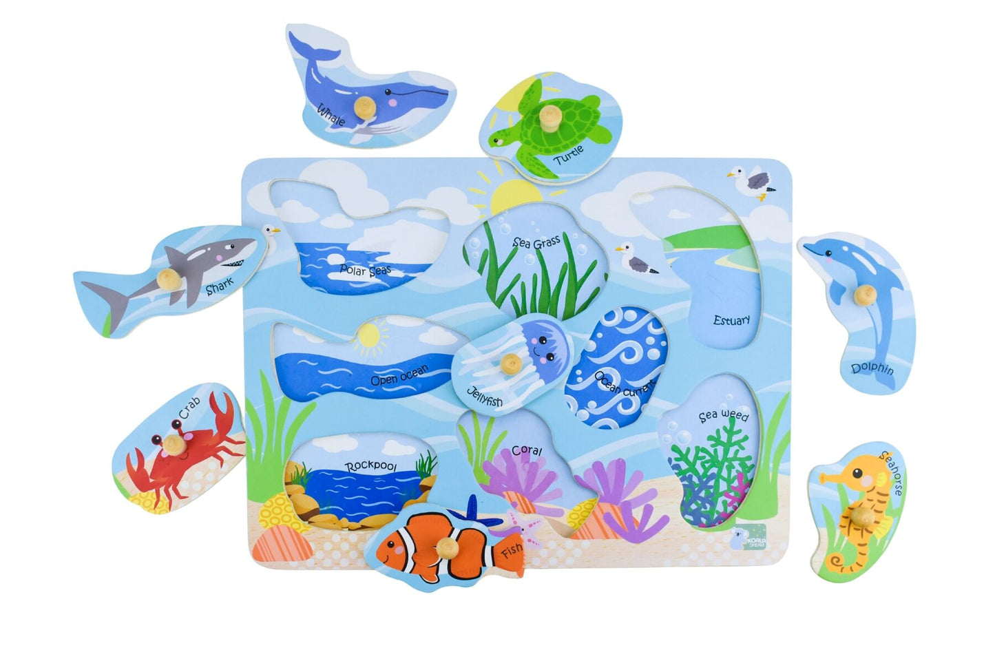 2 in 1 Sea Animals and their habitats Peg Puzzle