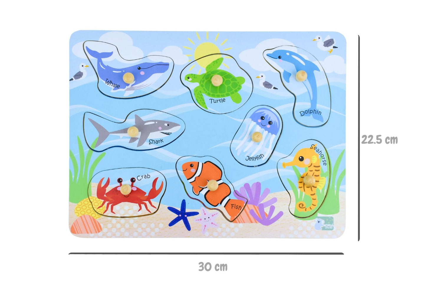 2 in 1 Sea Animals and their habitats Peg Puzzle