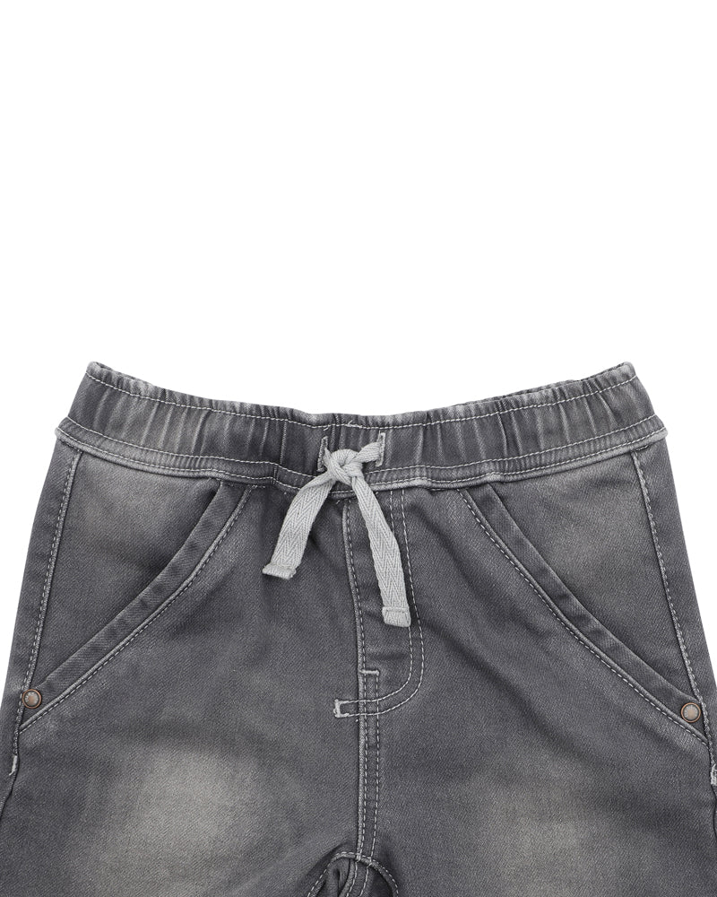 Charcoal Knit Denim Shorts