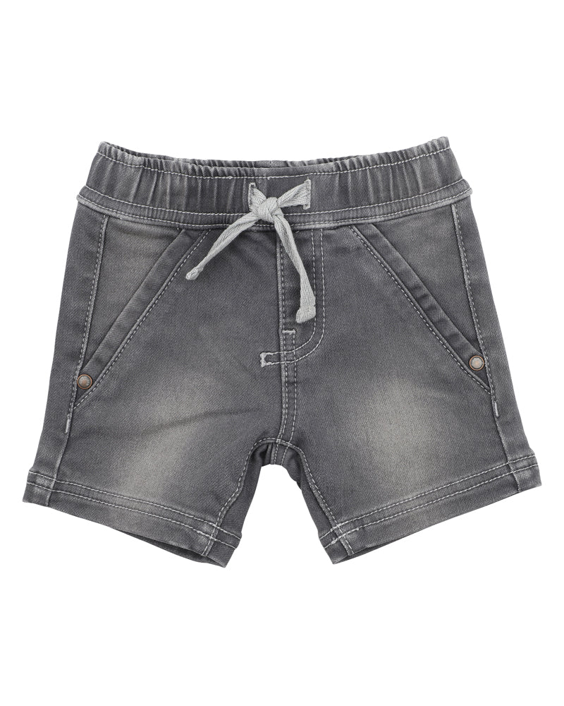 Charcoal Knit Denim Shorts