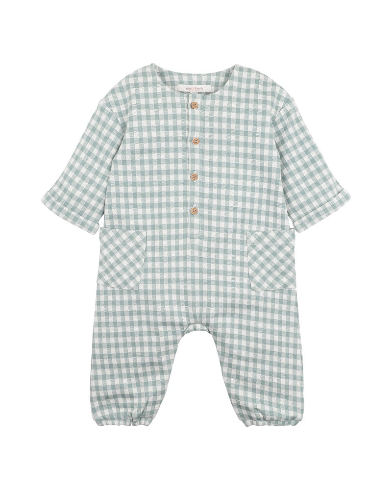 Bug Green Check Romper