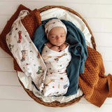 Vintage Cars Organic Jersey Wrap & Beanie Set