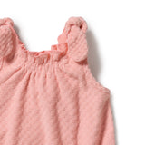 Pink Petal Check Organic Terry Tie Playsuit