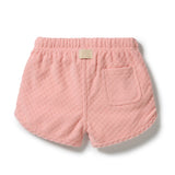 Petal Pink Check Organic Terry Tie Short