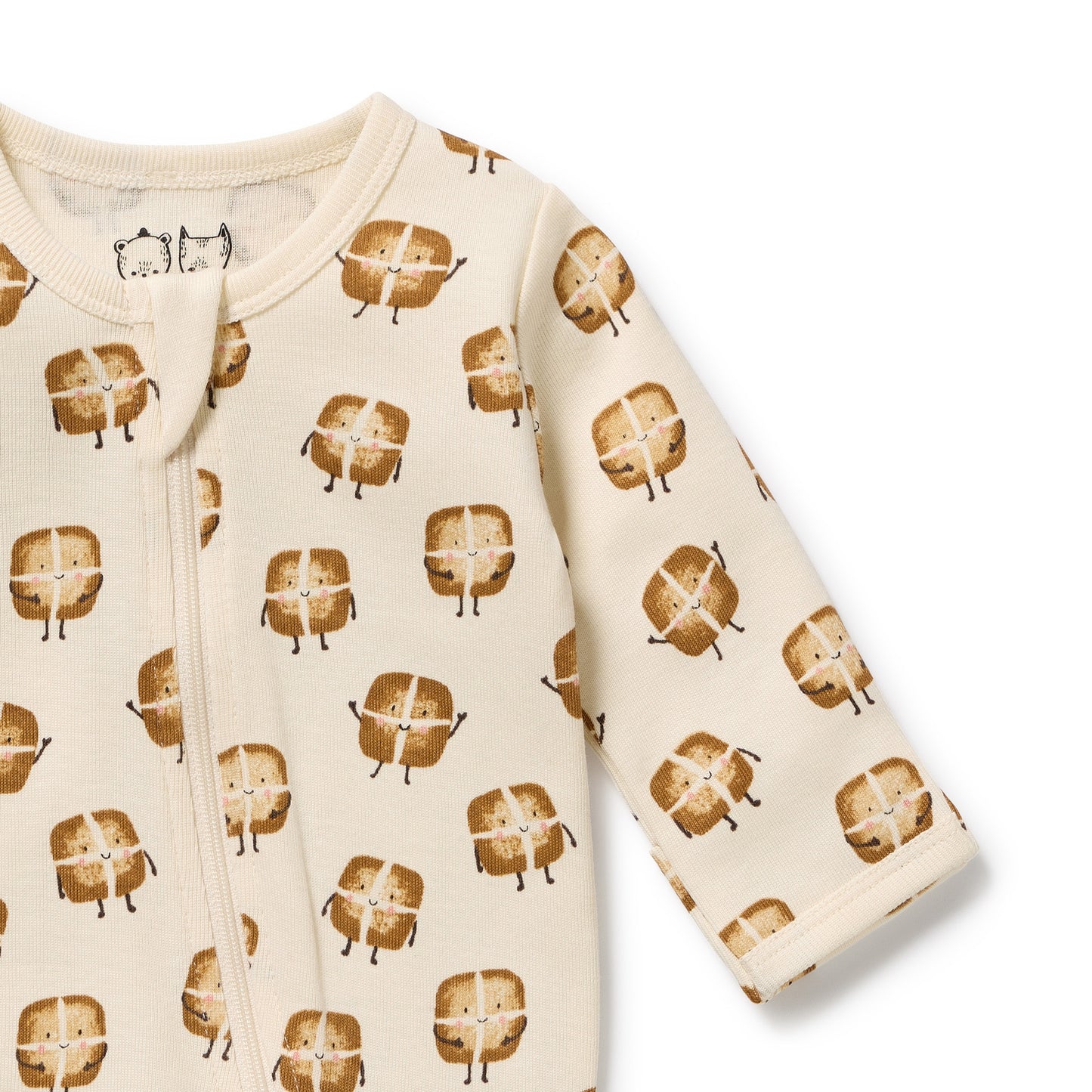 Hot Cross Buns Organic Zipsuit with Feet