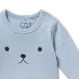 Storm Blue Organic Rib Long Sleeved Bodysuit