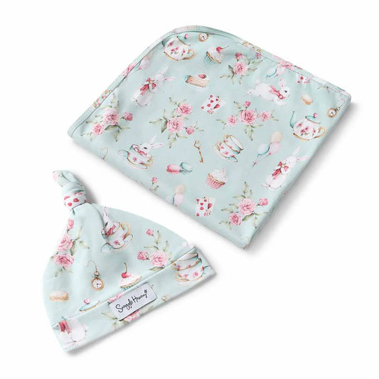White Rabbit Organic Jersey Wrap & Beanie Set