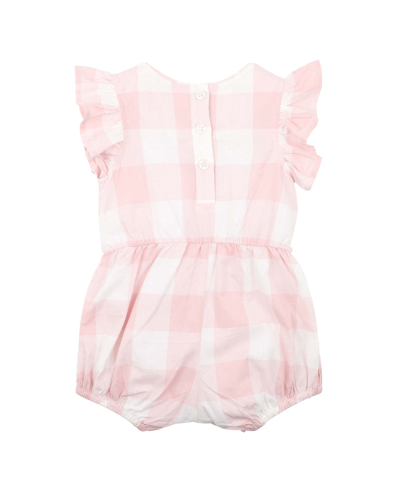 Lara Embroidered Check Romper