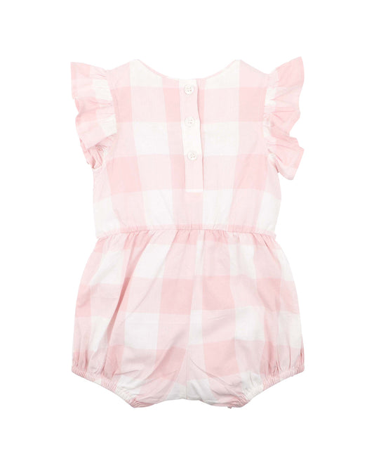 Lara Embroidered Check Romper