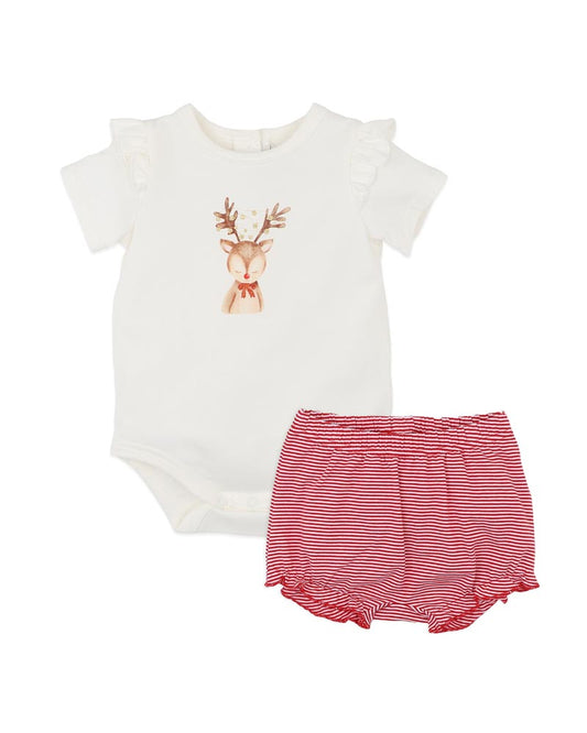 FESTIVE Reindeer Bodysuit and Shorts Set