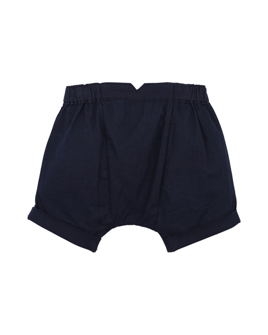 Navy Linen Blend Baby Shorts