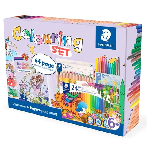 Staedtler 60 Piece Colouring Set with 64 Page Magical Adventures Colouring Book