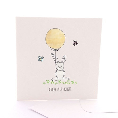 Bunny Congrats Yellow Greeting Card