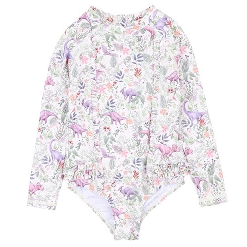 Rory Print LS Sunsuit with Aqua Nappy