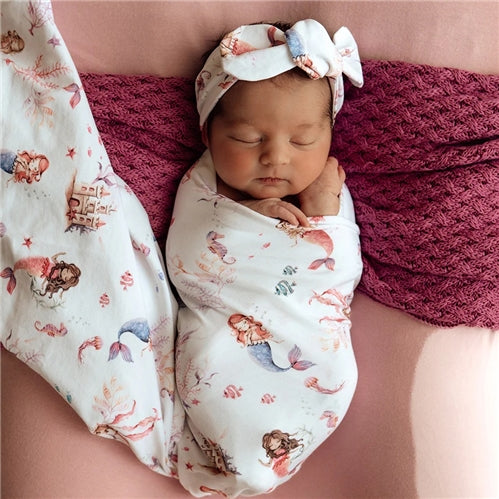 Mermaid Organic Jersey Wrap & Top Knot Set