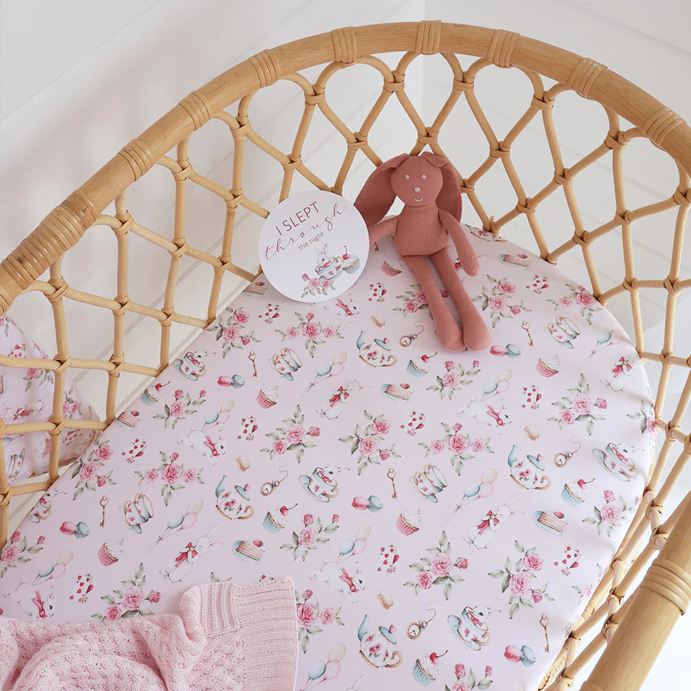 Alice's Tea Party Organic Bassinet Sheet / Change Pad Cover