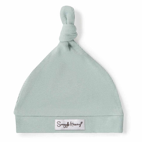 Sage Ribbed Organic Knotted Beanie