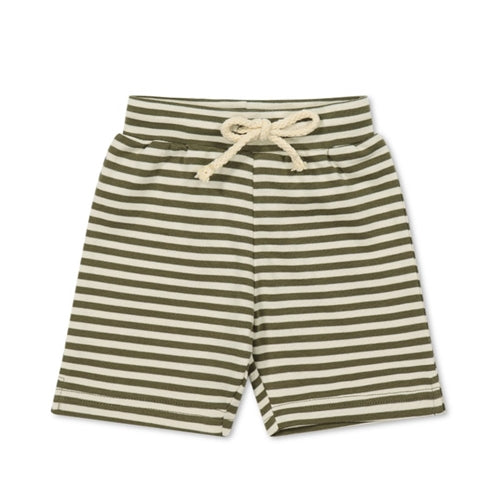 Pima Cotton Marley Short - Narrow Stripe Deep Olive/Soft Clay