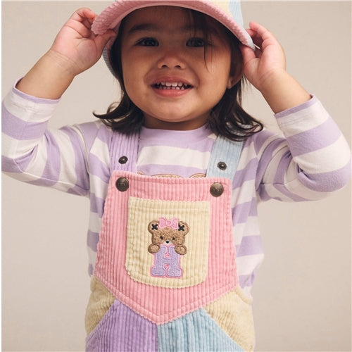 Blush Colour Block Cord Overalls