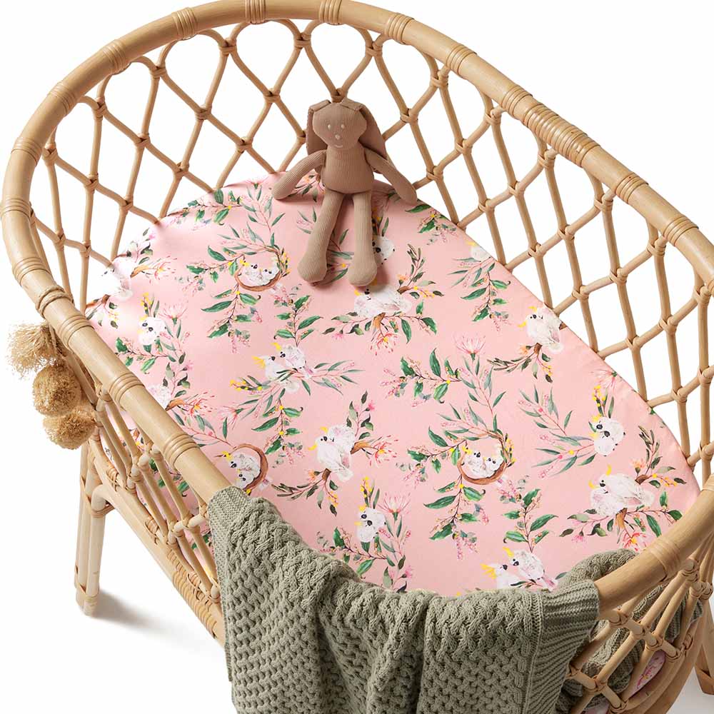 Organic Bassinet Sheet / Change Pad Cover - Cockatoo