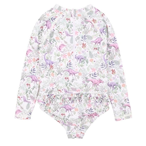 Rory Print LS Sunsuit with Aqua Nappy