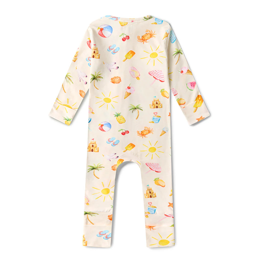 Beach Fun Organic Snugglesuit Convertible Romper
