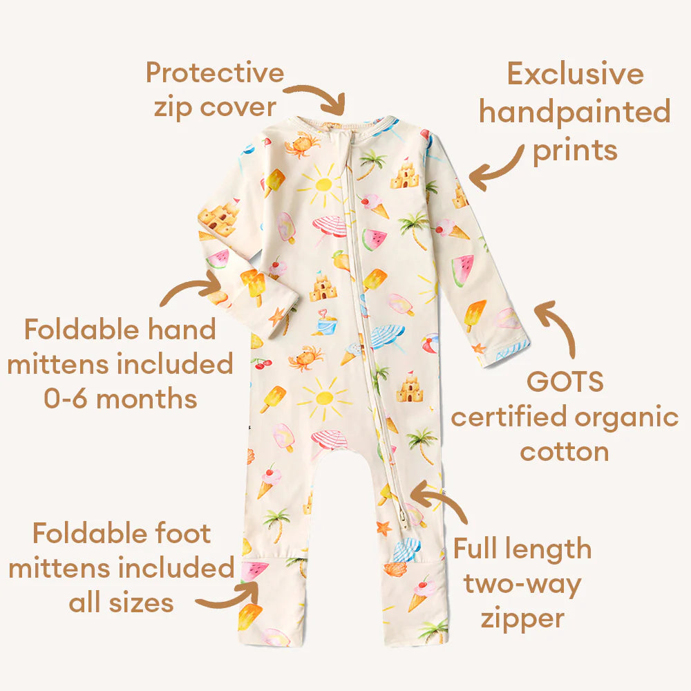 Beach Fun Organic Snugglesuit Convertible Romper