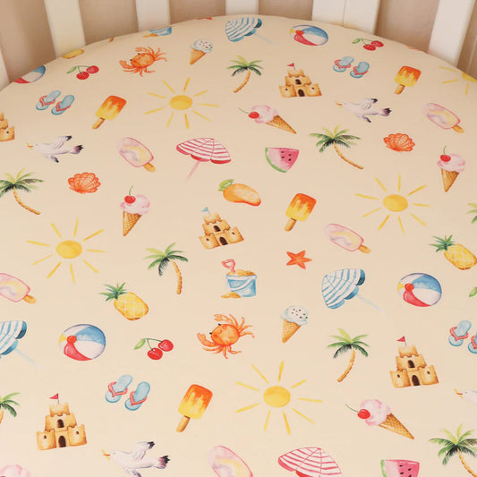 Beach Fun Organic Fitted Cot Sheet