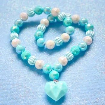 Beaded Necklace - Blue Heart