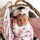 Birds & Bloom Organic Jersey Wrap & Top Knot Set