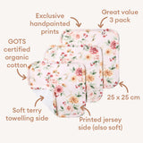 Birds ans Blooms Organic Wash Cloth - 3pk