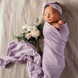 Lilac Organic Jersey Wrap & Topknot Set