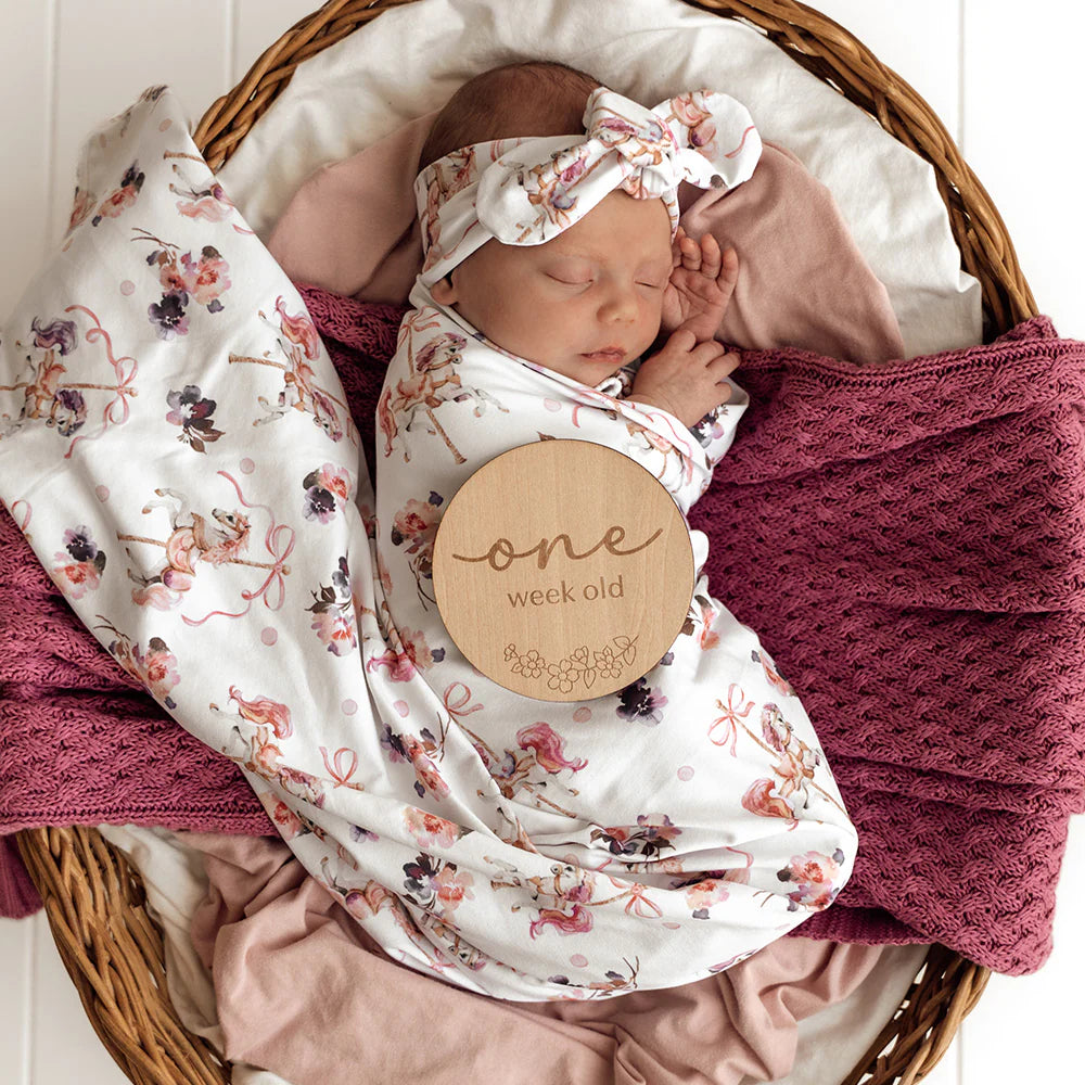 Carousel Organic Jersey Wrap & Top Knot Set