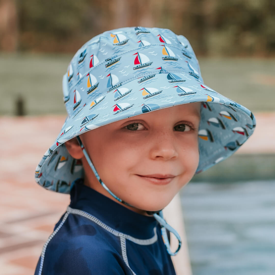 Kids Classic Swim Bucket Beach Hat - Sails