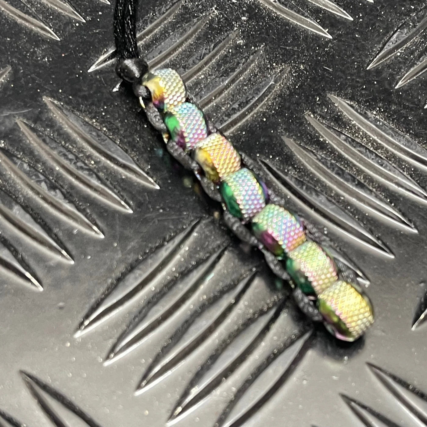 Crunchy Caterpillar Unisex Necklace - Oil Slick