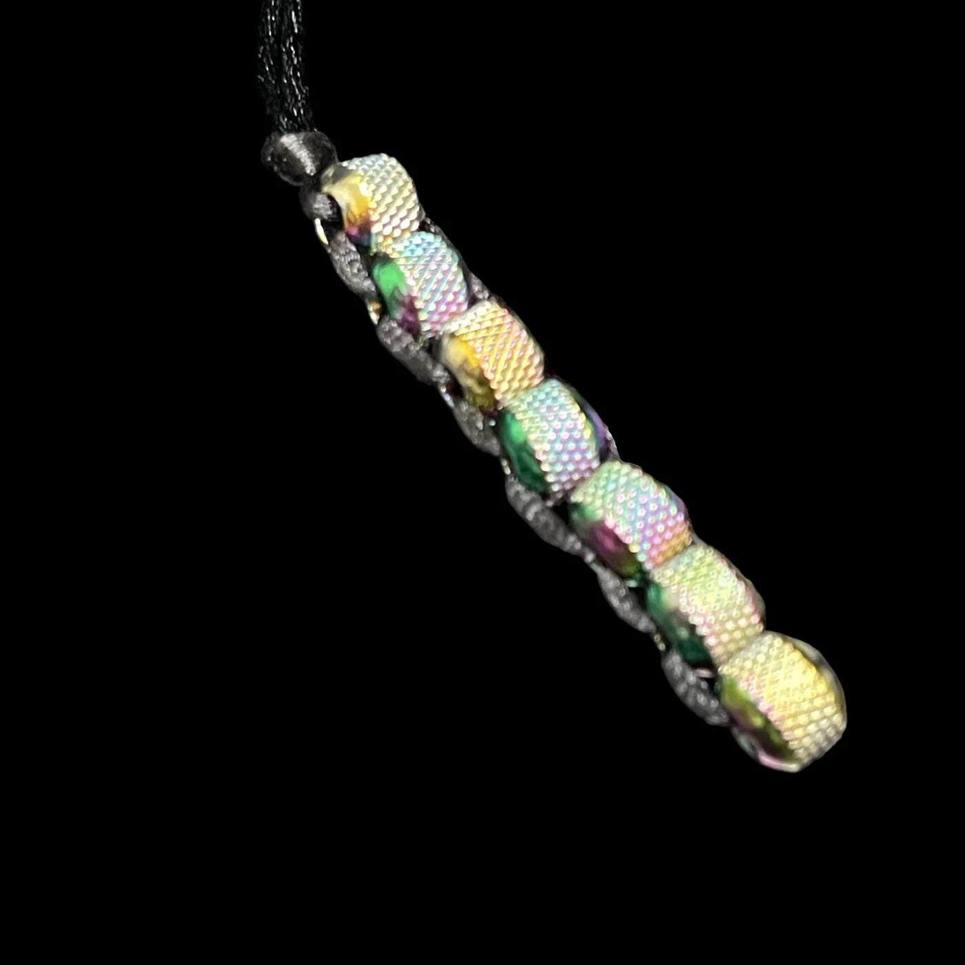Crunchy Caterpillar Unisex Necklace - Oil Slick