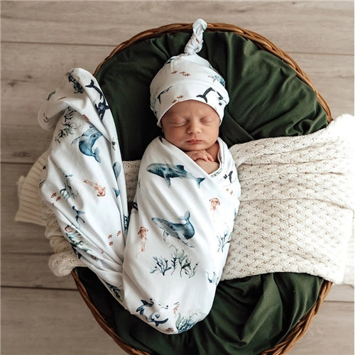 Ocean Organic Jersey Wrap & Beanie Set