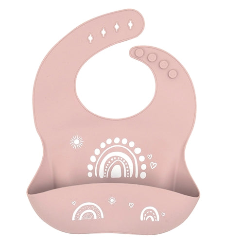 Silicone Catch Bib - Rainbow Dusty Pink