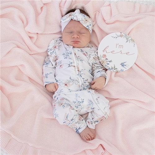 Sweet Swallows Organic Snugglesuit Convertible Romper with Frill